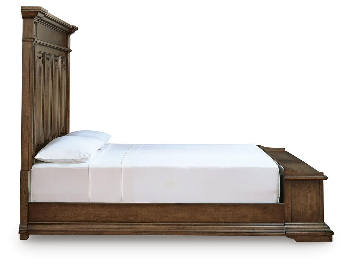 Frantanna King Panel Storage Bed in Brown, side view