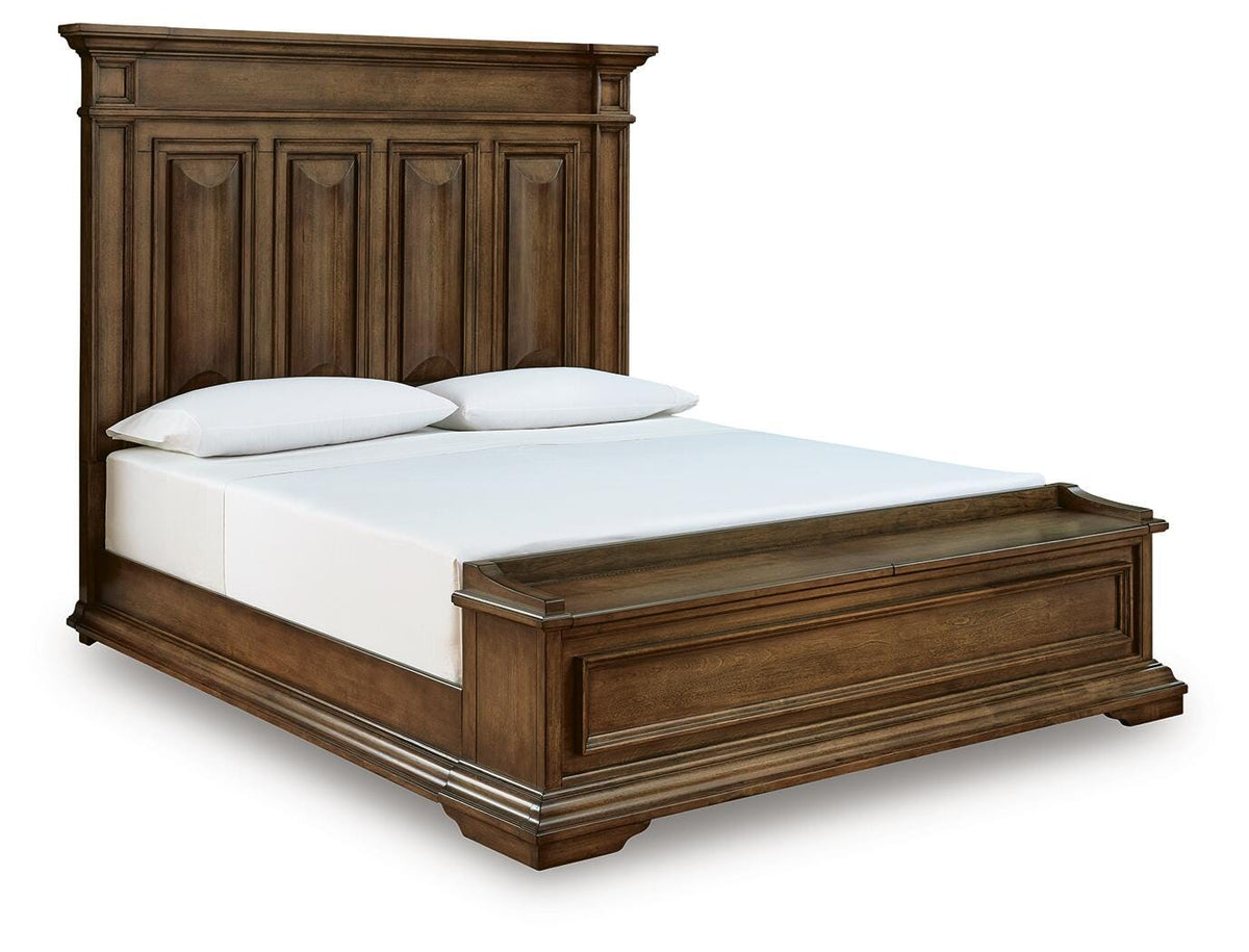 Frantanna King Panel Storage Bed in Brown, closed view