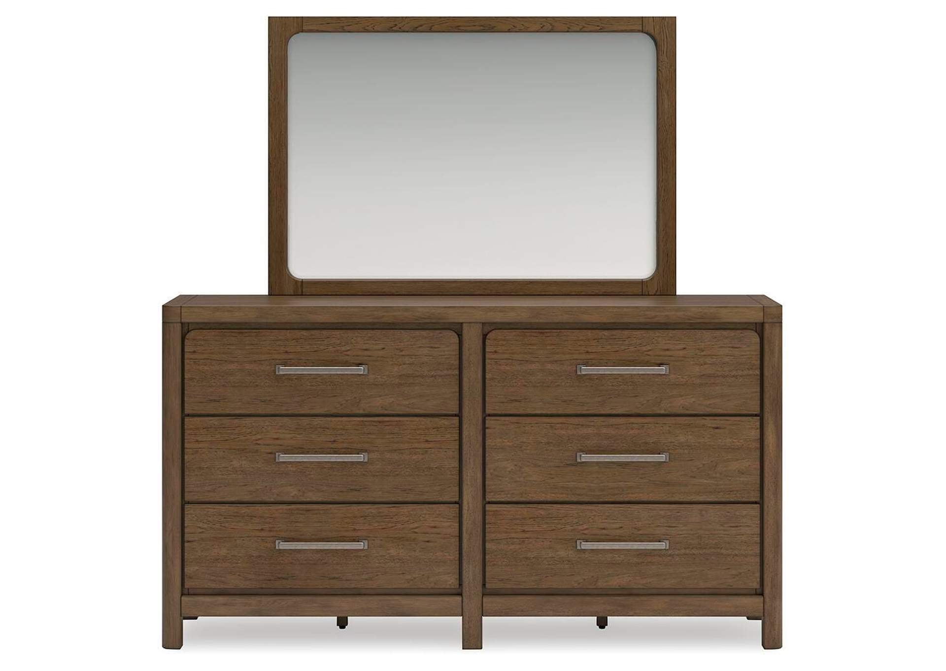 Cabalynn California King Upholstered Bed with Mirrored Dresser, Chest and 2 Nightstands front view
