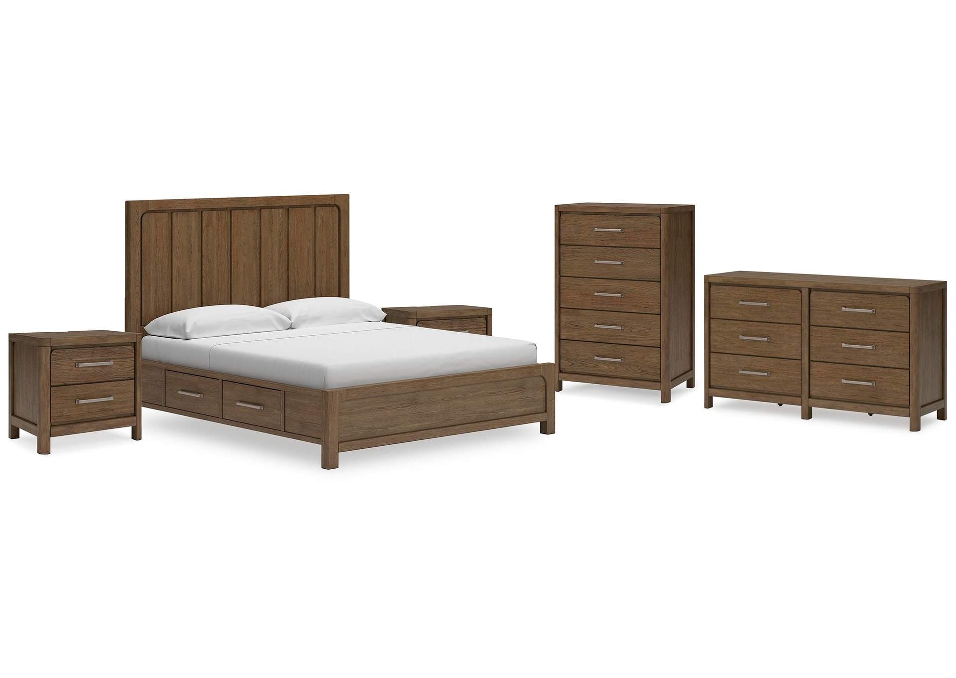 Cabalynn California King Panel Bed with Dresser, Chest and Nightstand
