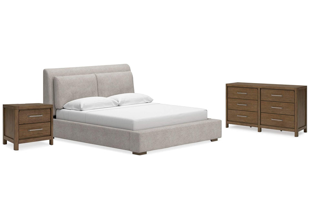 Cabalynn Queen Upholstered Bed with Dresser and Nightstand