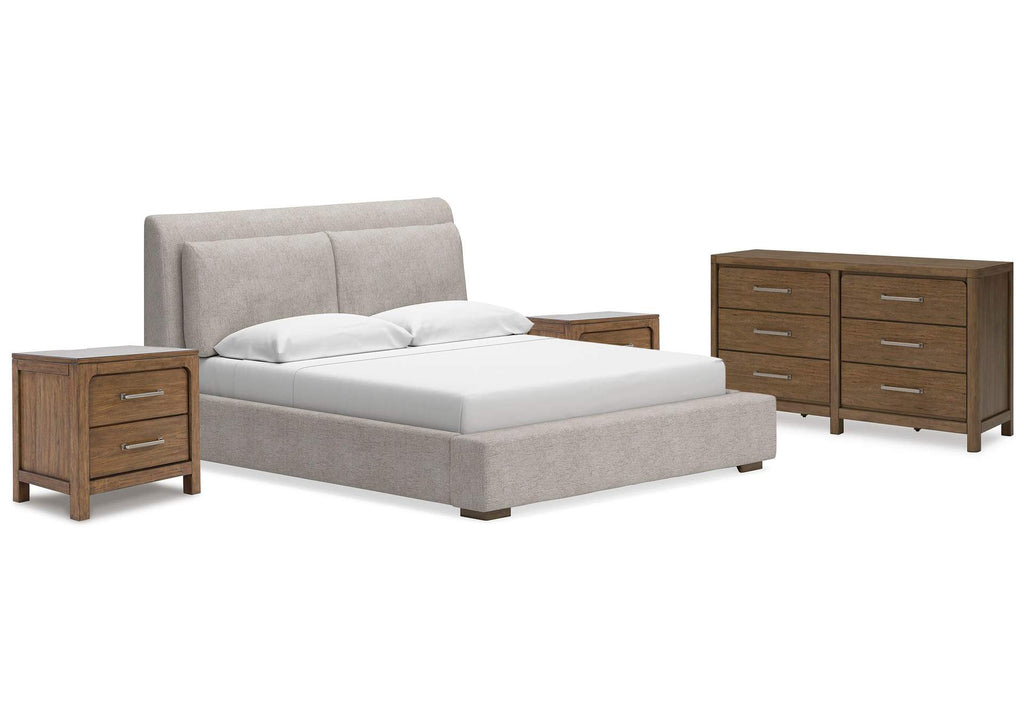 Cabalynn King Upholstered Bed with Dresser and 2 Nightstands