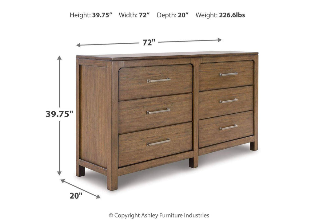 Cabalynn California King Upholstered Bed with Dresser dimensions