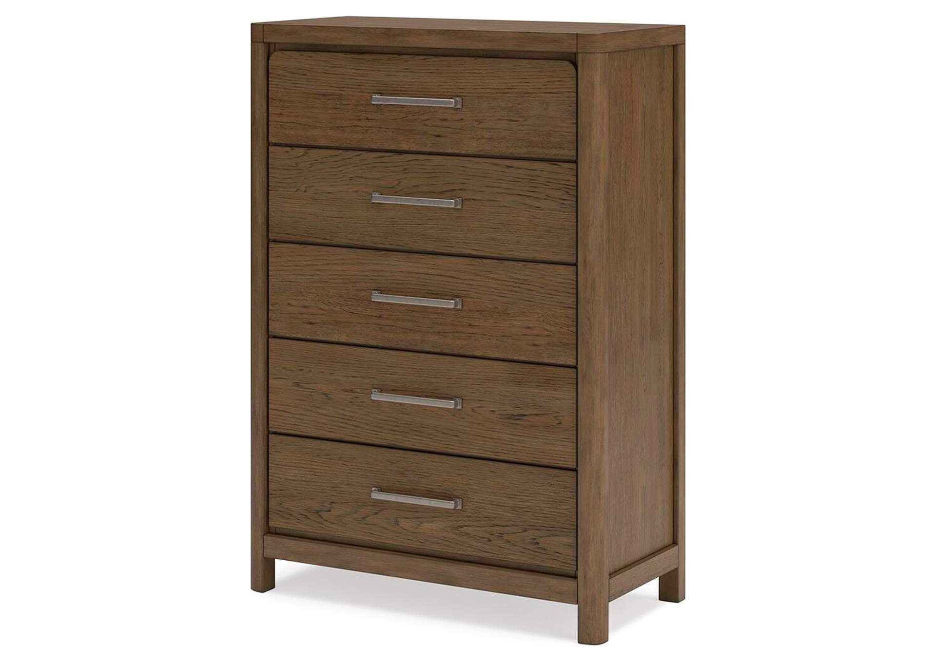 Cabalynn California King Upholstered Bed with Mirrored Dresser and Chest angled view