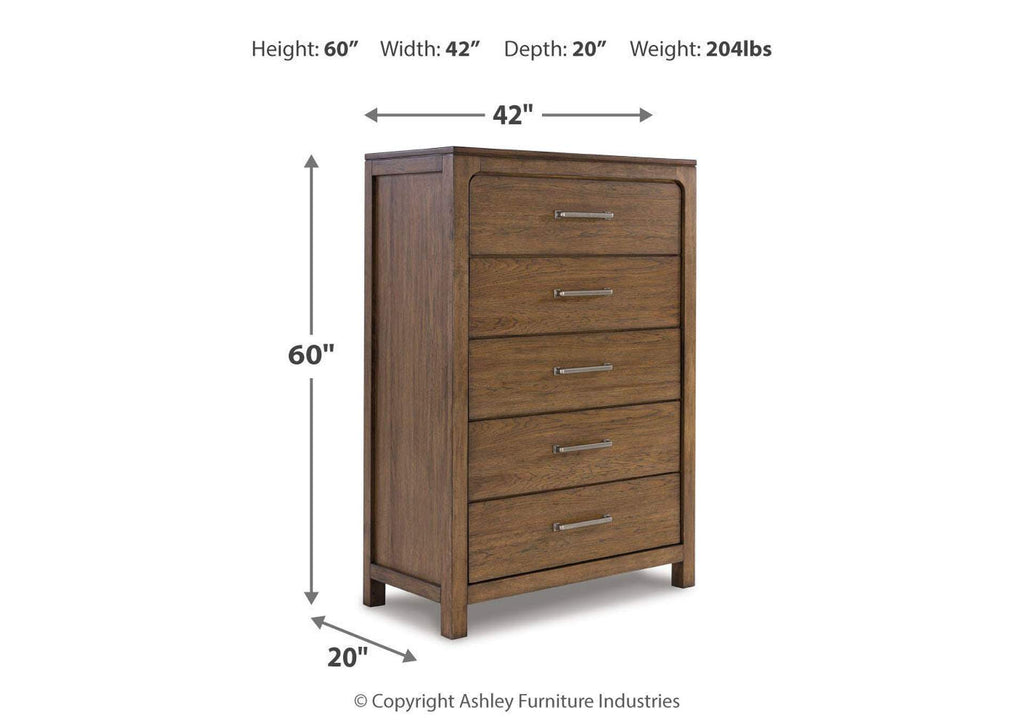 Cabalynn California King Panel Bed with Dresser, Chest and Nightstand dimensions