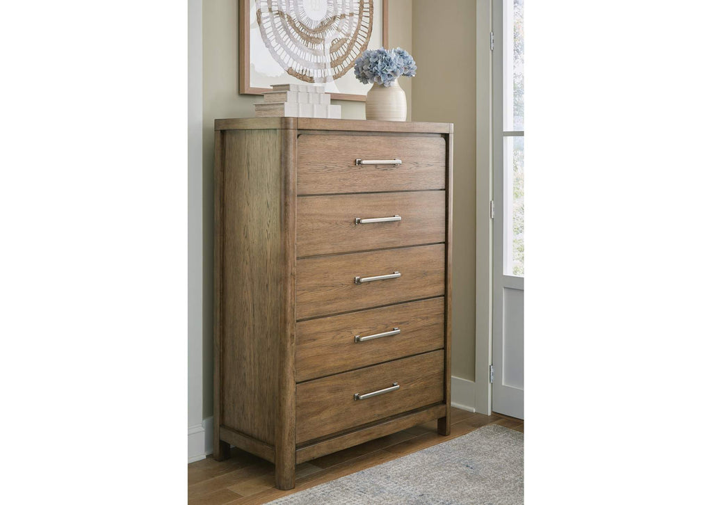 Cabalynn Queen Panel Bed with Storage with Mirrored Dresser, Chest and 2 Nightstands