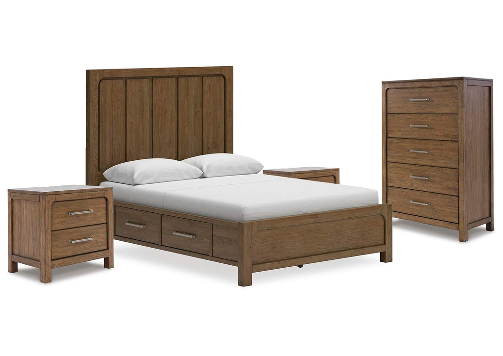 Cabalynn Queen Panel Storage Bed with Chest and 2 Nightstands
