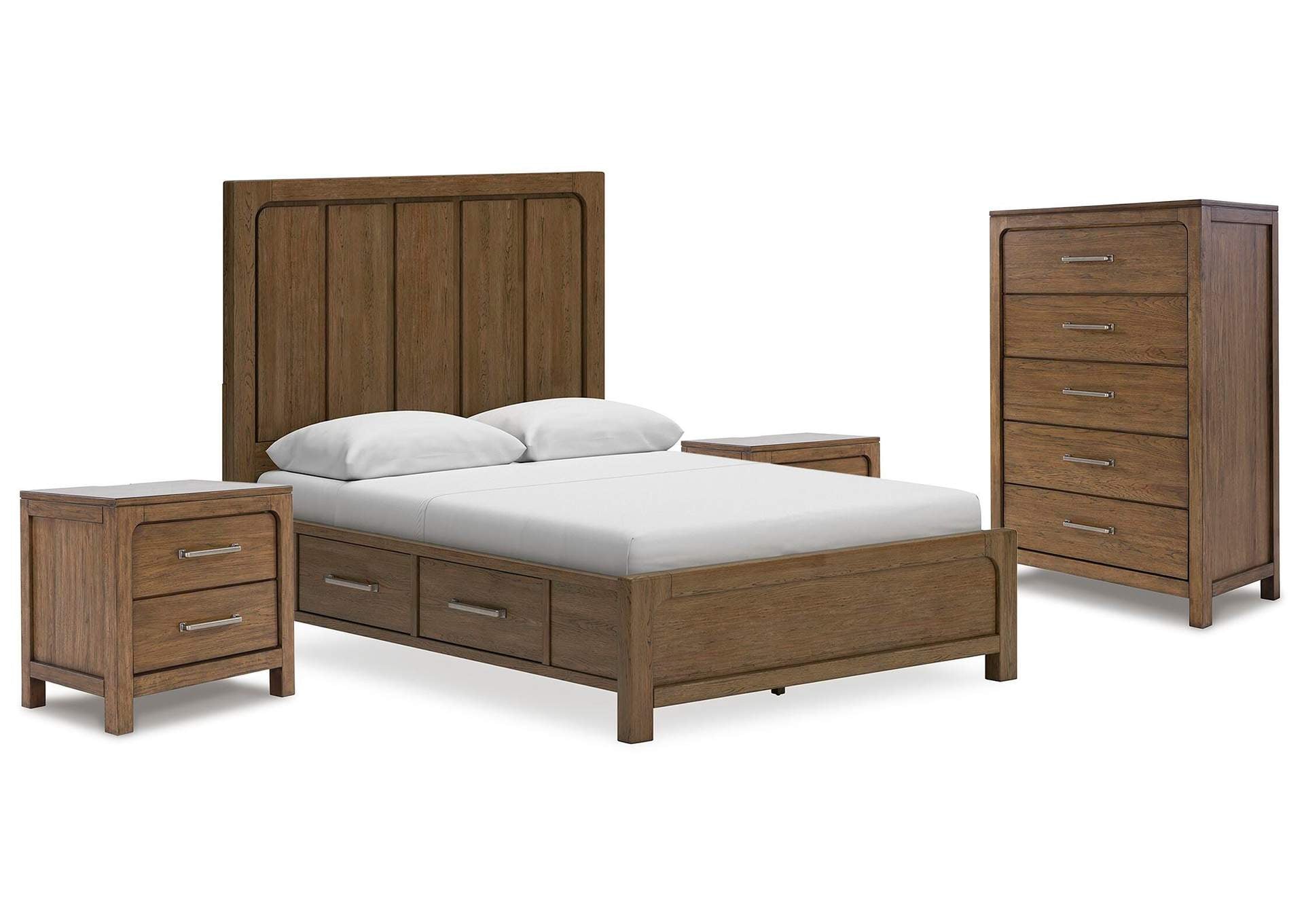 Cabalynn Queen Panel Storage Bed with Chest and 2 Nightstands