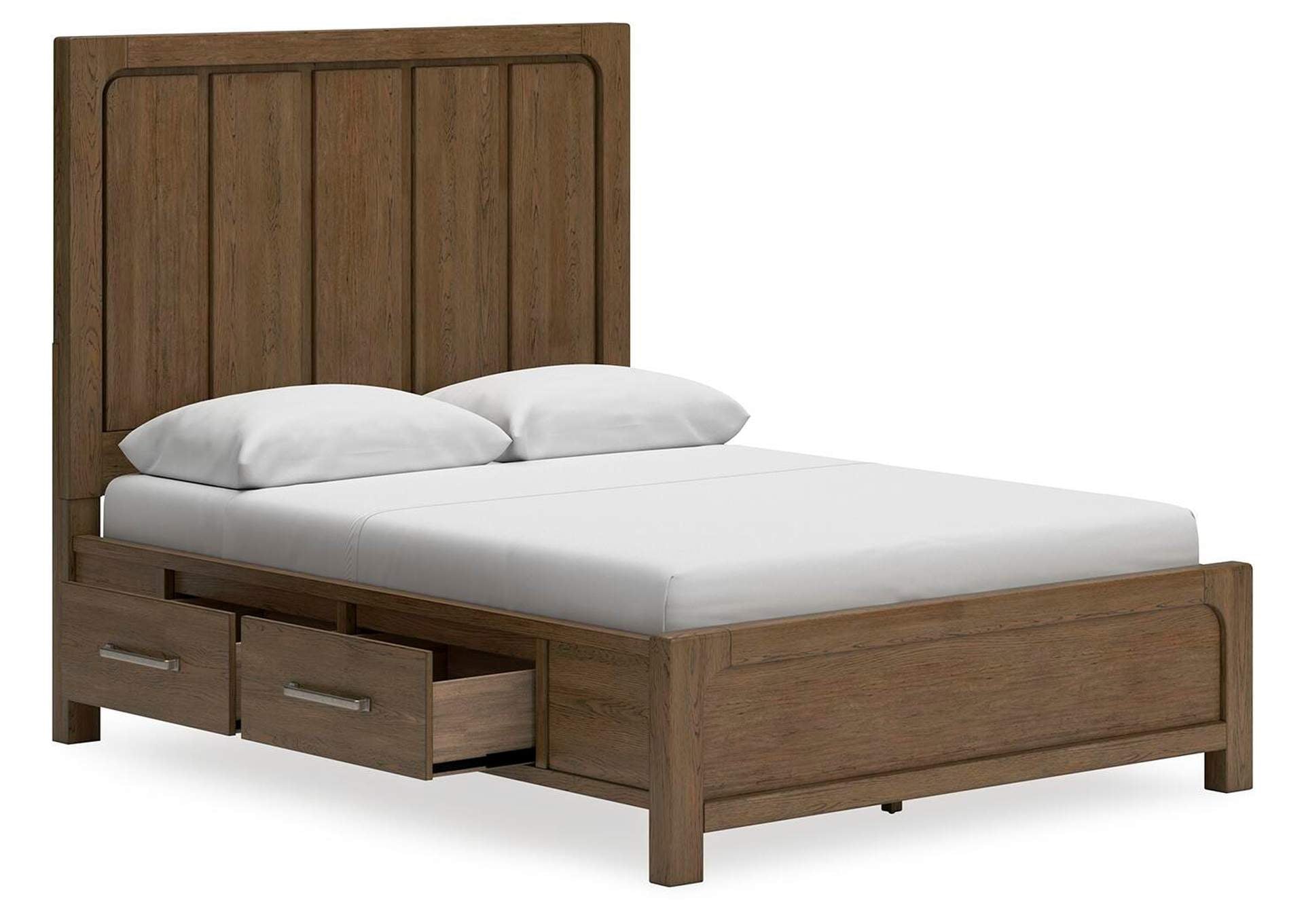 Cabalynn Queen Panel Bed with Storage with Mirrored Dresser, Chest and Nightstand angled view
