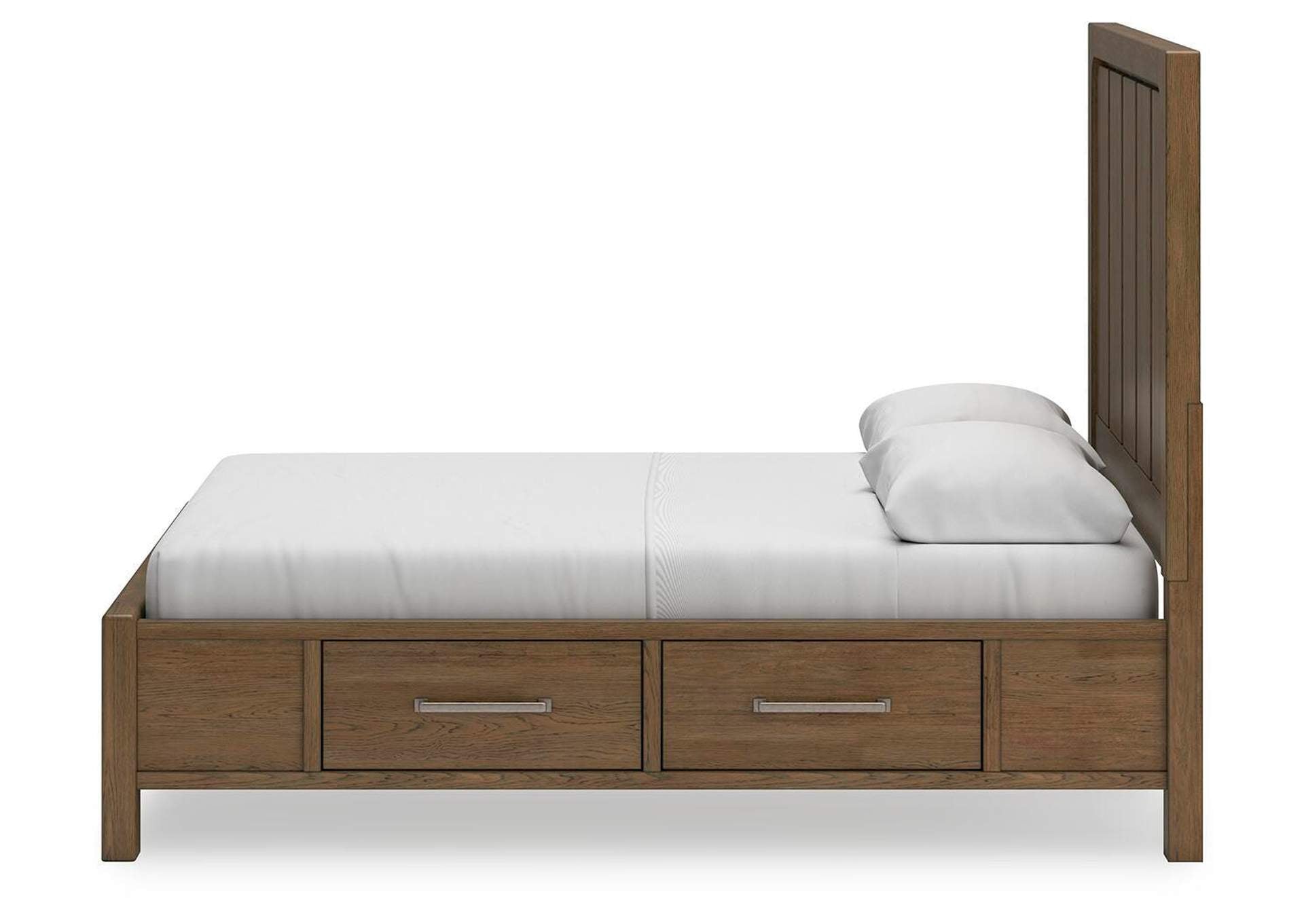Cabalynn Queen Panel Bed with Storage with Mirrored Dresser and 2 Nightstands side view