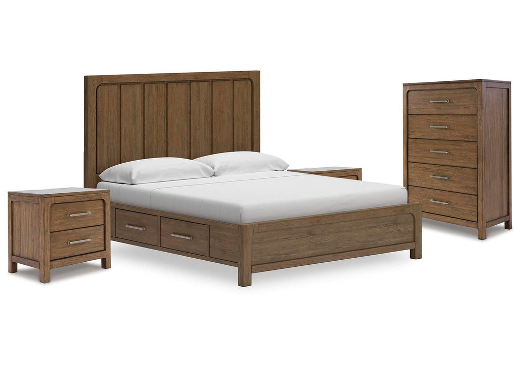 Cabalynn King Panel Storage Bed with Chest and 2 Nightstands