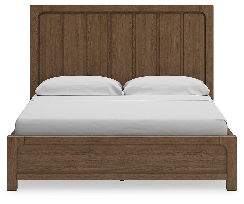 Cabalynn California King Panel Bed with Storage in Light Brown, front view