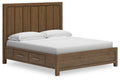 Cabalynn King Panel Bed with Storage in Light Brown, angle view