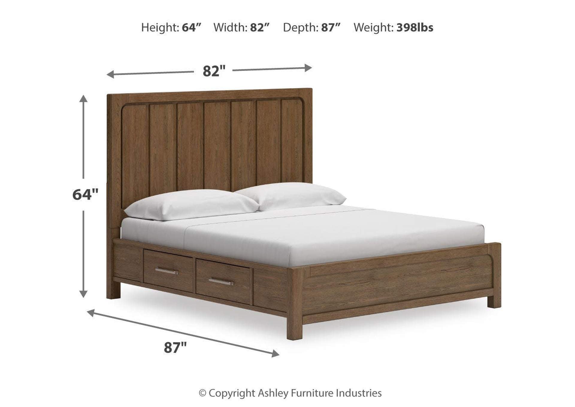 Cabalynn King Panel Bed with Chest and Nightstand dimensions