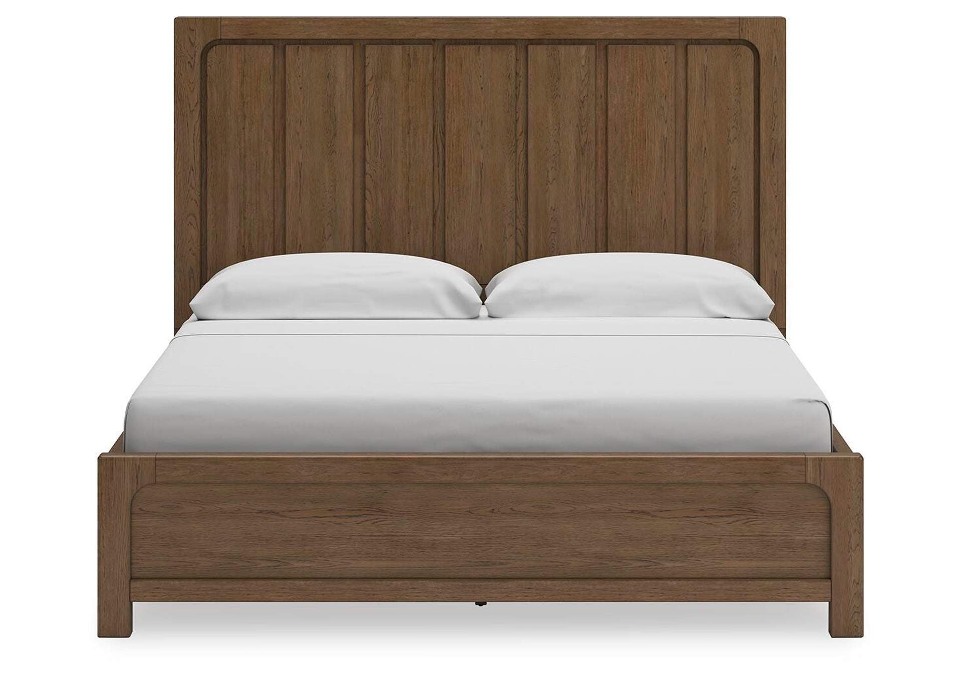 Cabalynn King Panel Bed with Storage with Mirrored Dresser, Chest and 2 Nightstands front view