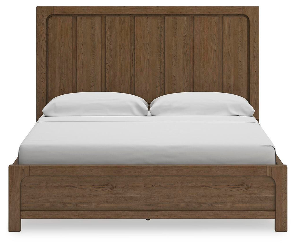 Cabalynn King Panel Bed with Storage in Light Brown, front view
