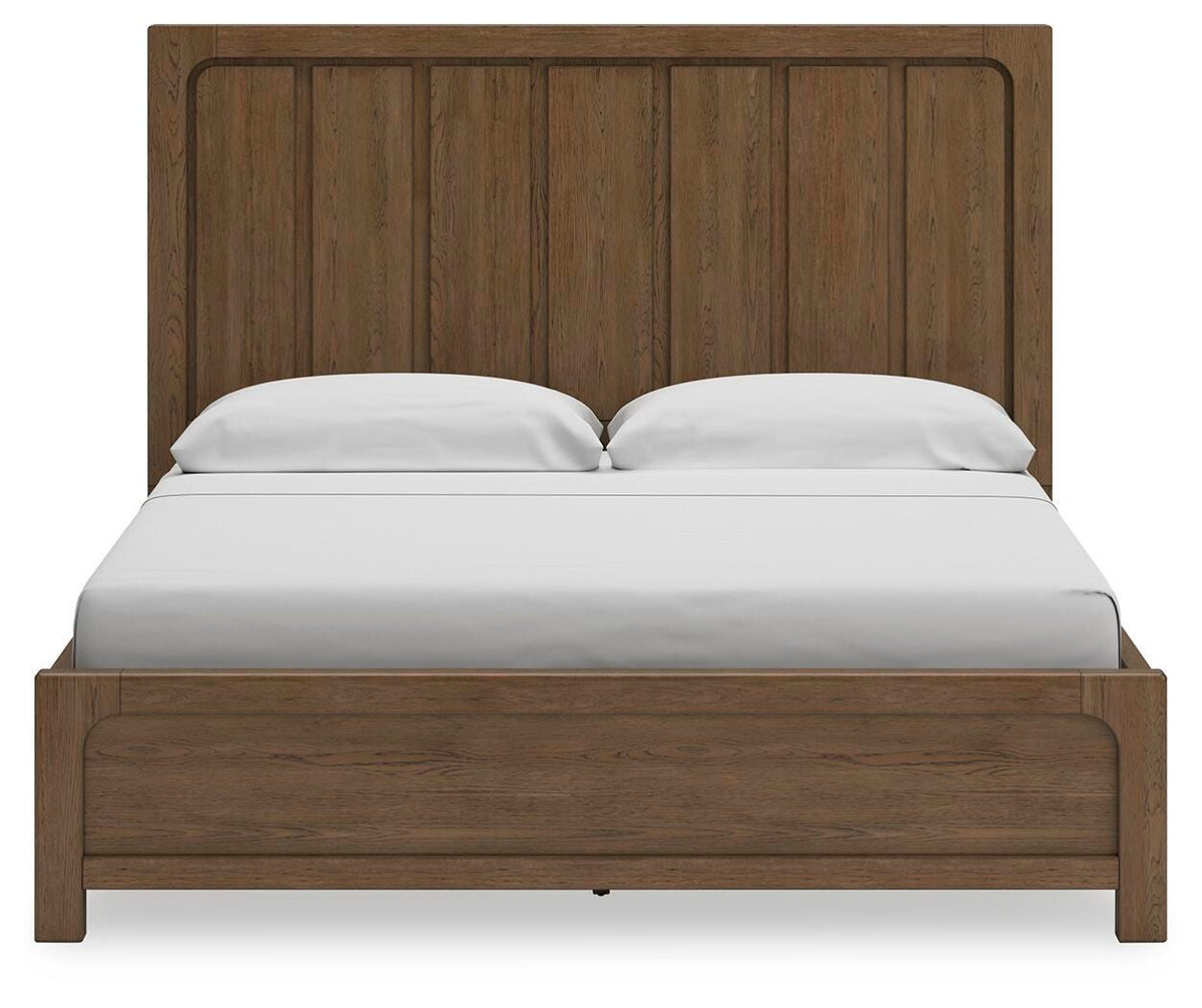 Cabalynn King Panel Bed with Storage in Light Brown, front view