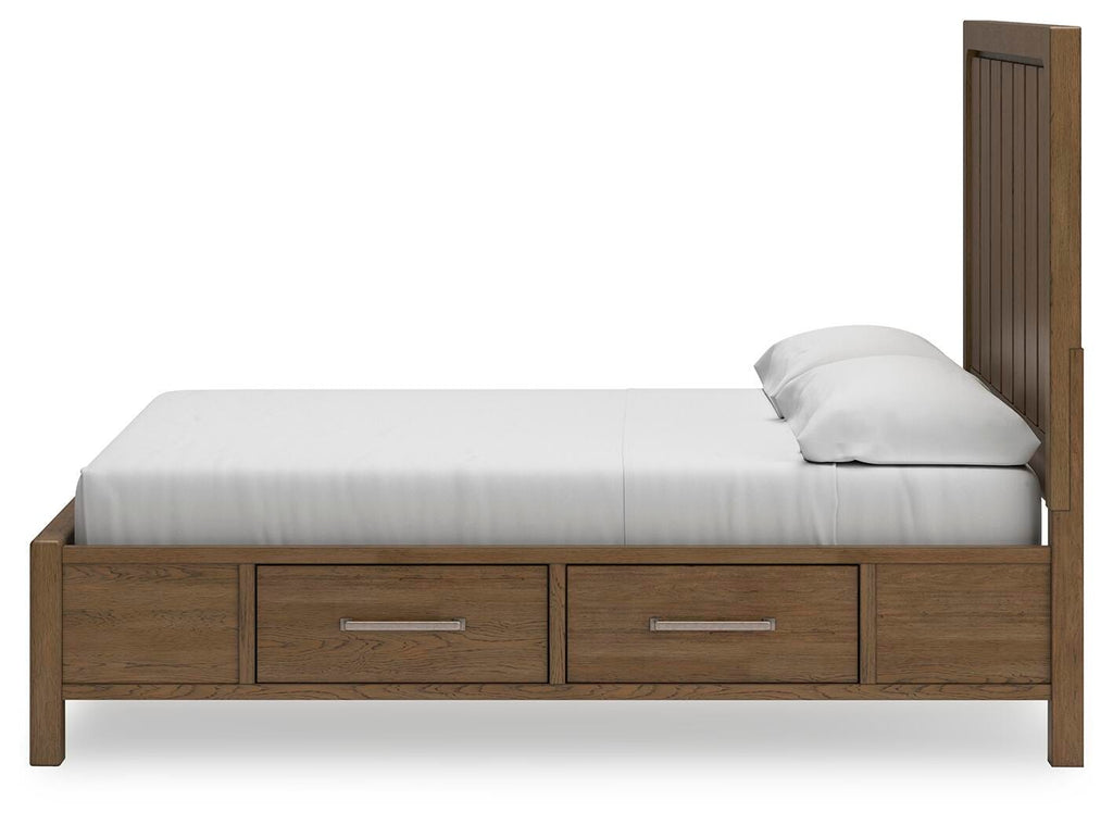 Cabalynn King Panel Bed with Storage in Light Brown, alternate side view