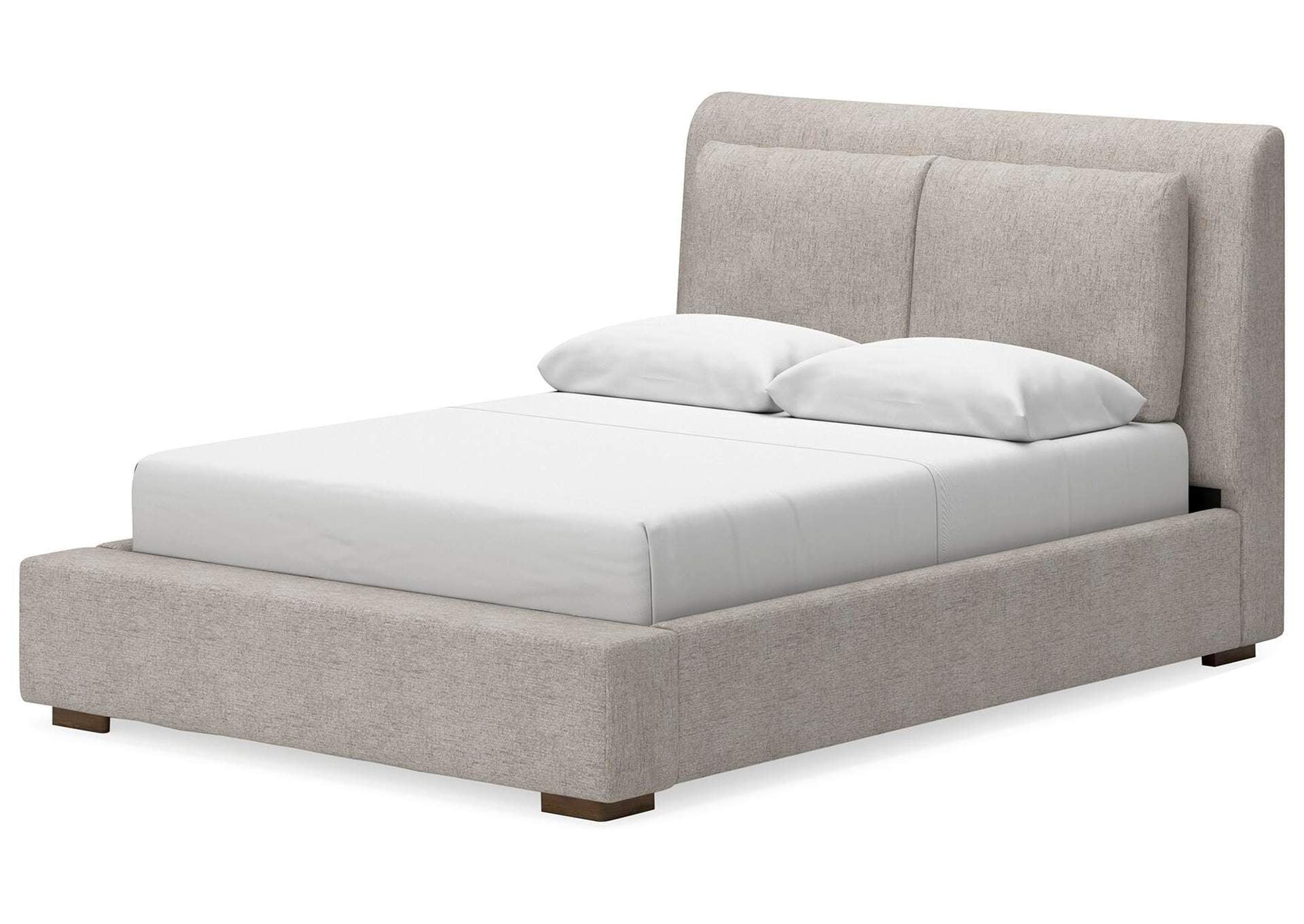 Cabalynn Queen Upholstered Bed with Mirrored Dresser angled view
