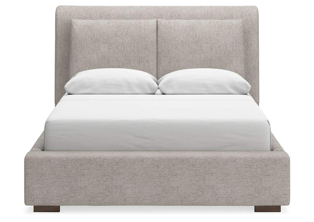 Cabalynn Queen Upholstered Bed with Mirrored Dresser and Nightstand front view