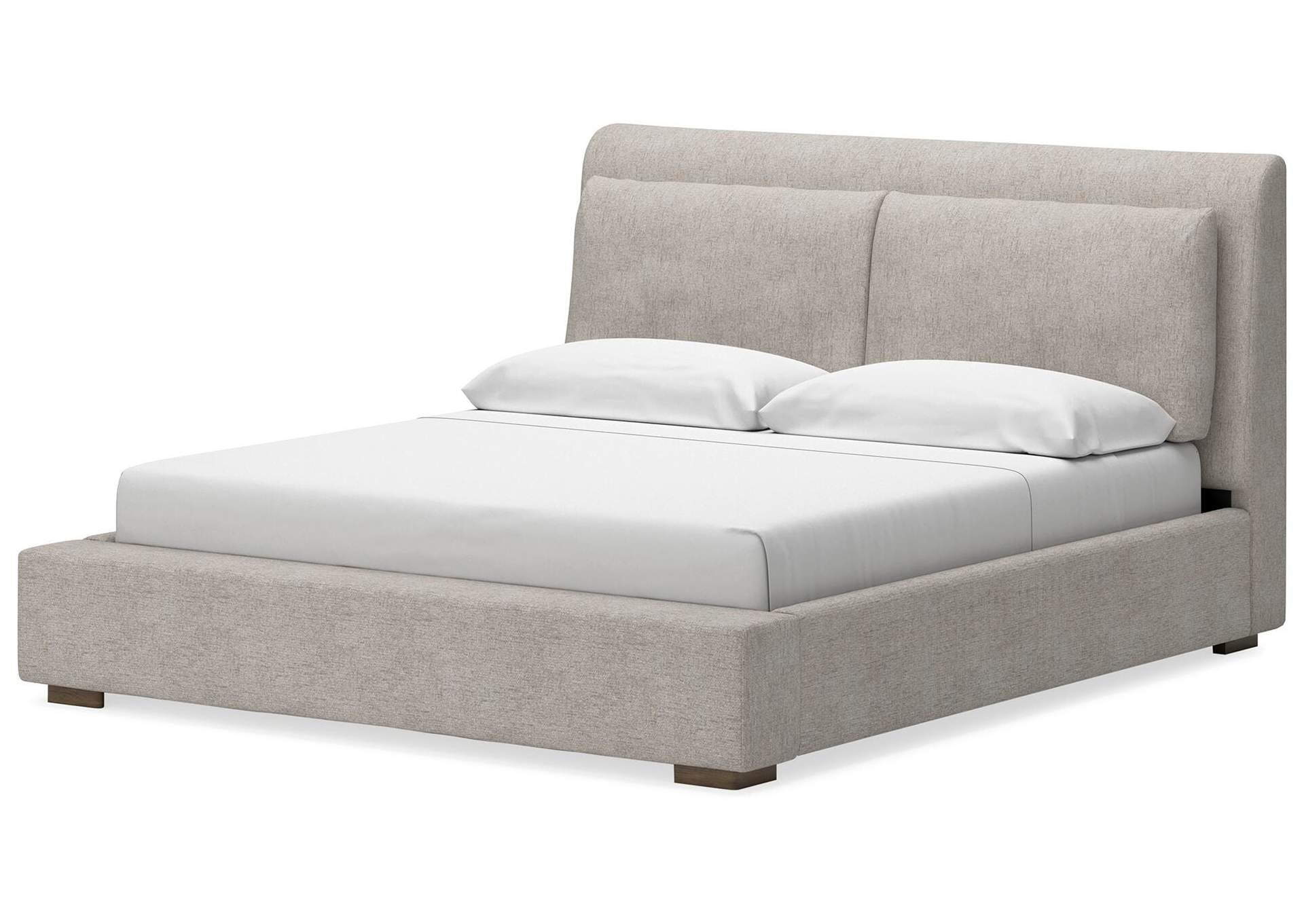 Cabalynn King Upholstered Bed with Mirrored Dresser and Chest angled view