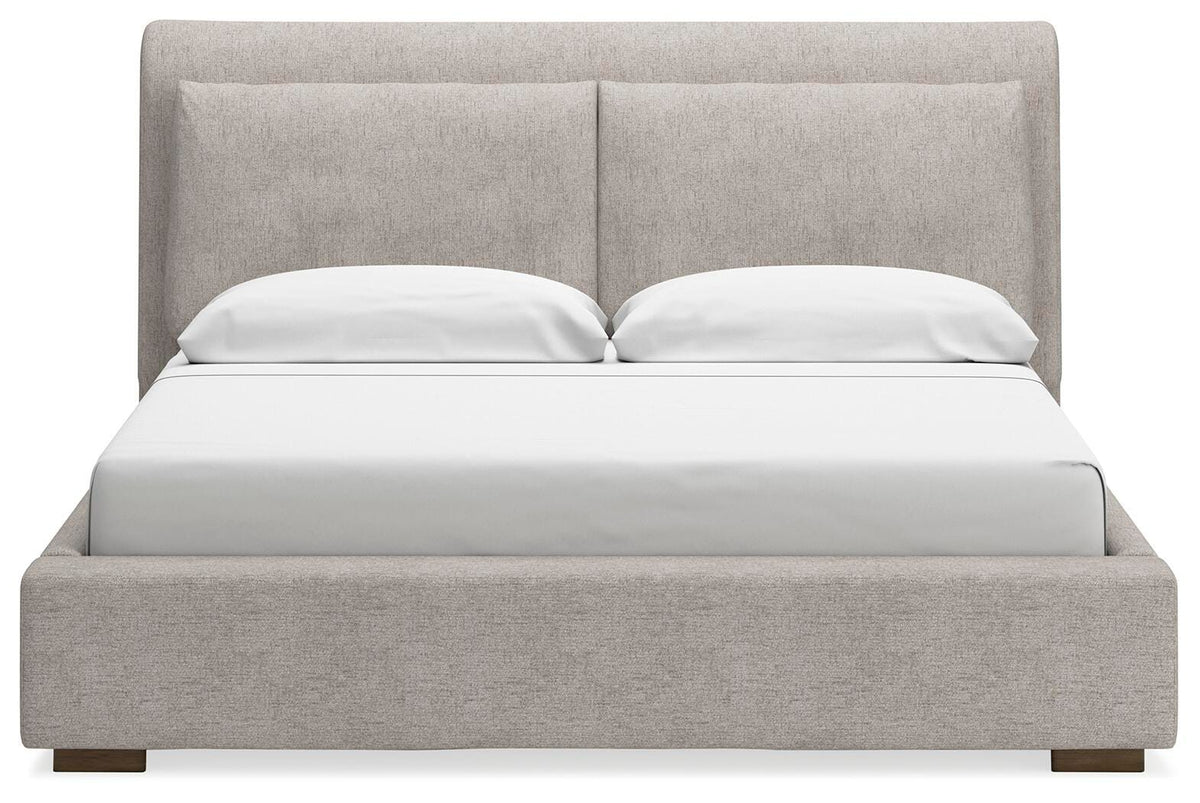 Cabalynn California King Upholstered Bed in Light Brown, front view
