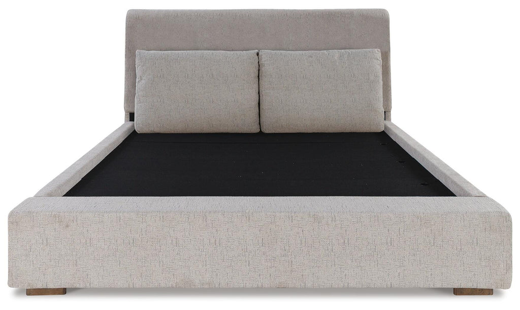 Cabalynn King Upholstered Bed in Light Brown, front view