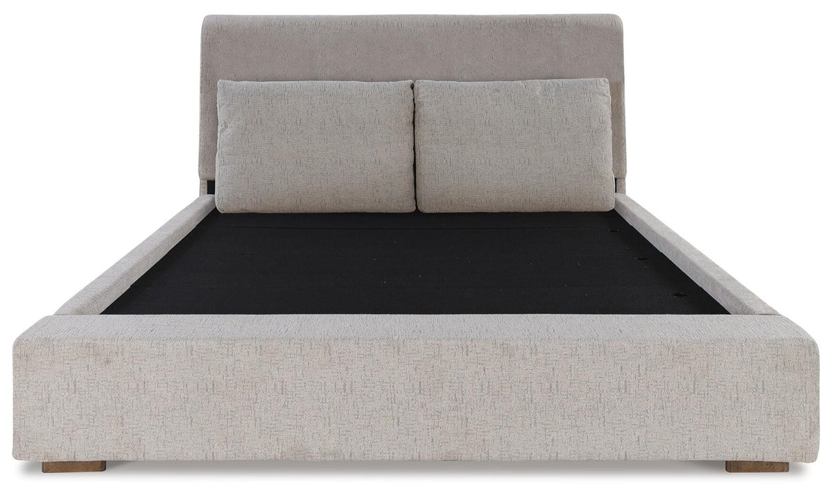 Cabalynn California King Upholstered Bed in Light Brown, front view