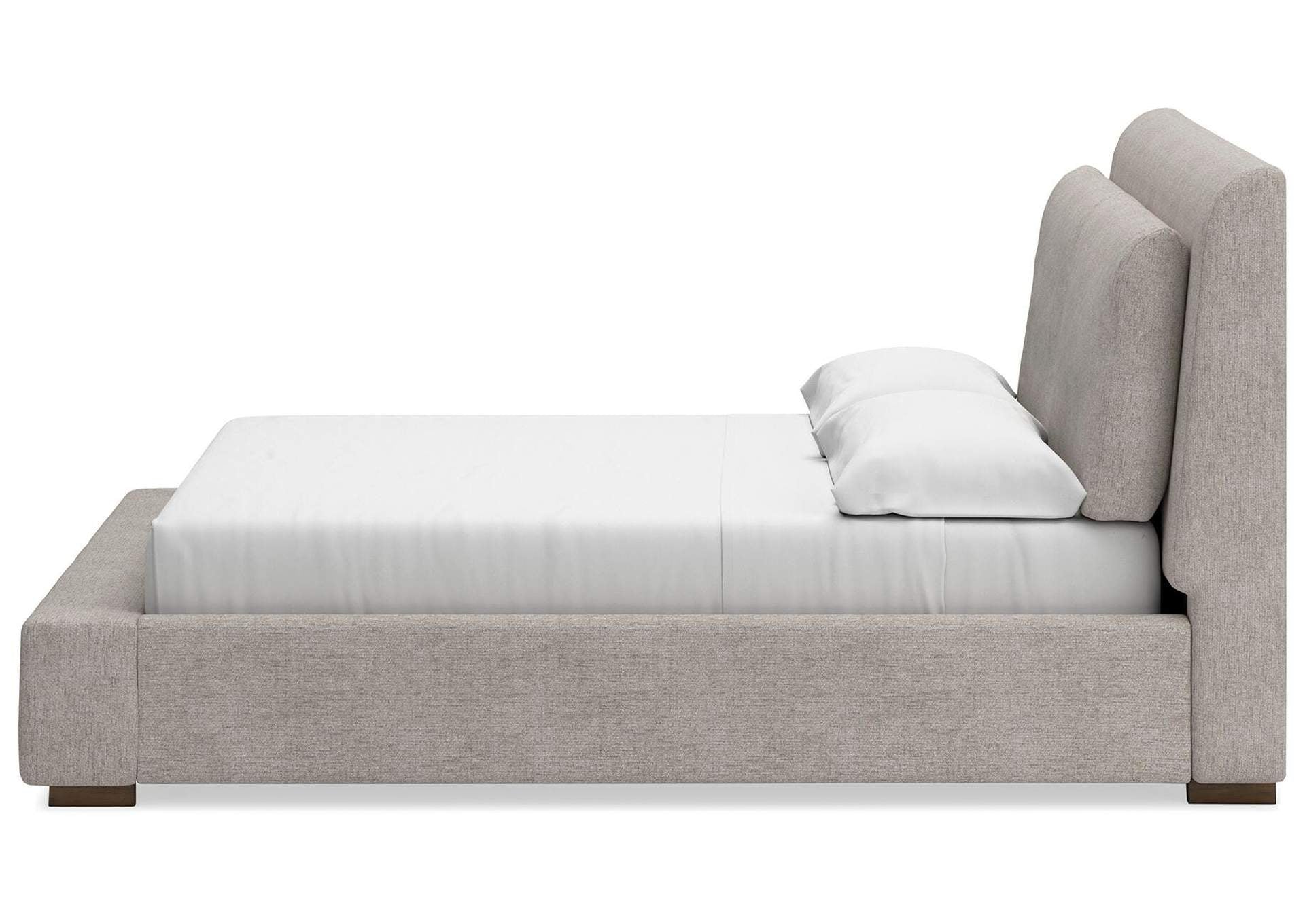 Cabalynn King Upholstered Bed with Mirrored Dresser and 2 Nightstands side view
