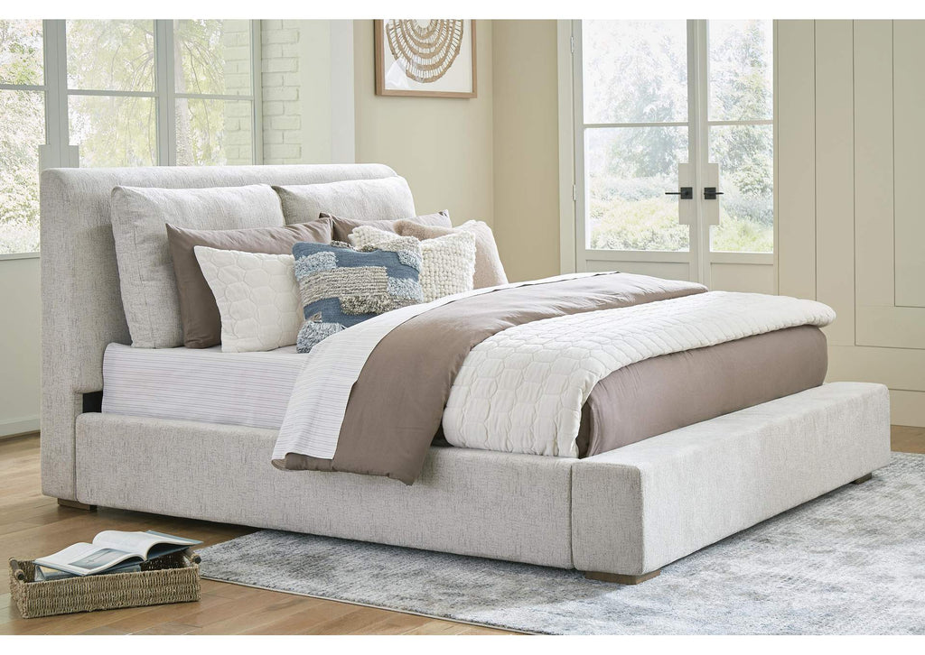 Cabalynn King Upholstered Bed with Mirrored Dresser, Chest and 2 Nightstands