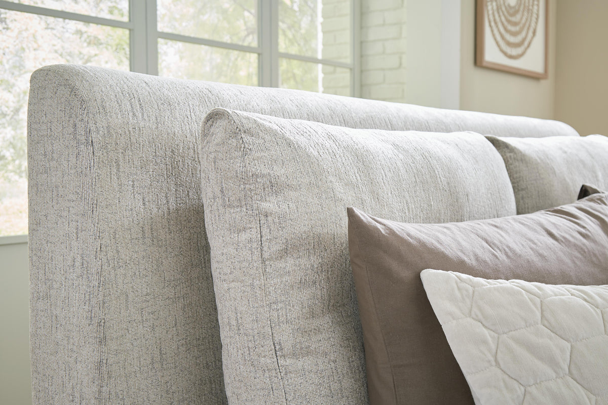 Cabalynn King Upholstered Bed in Light Brown, detail view