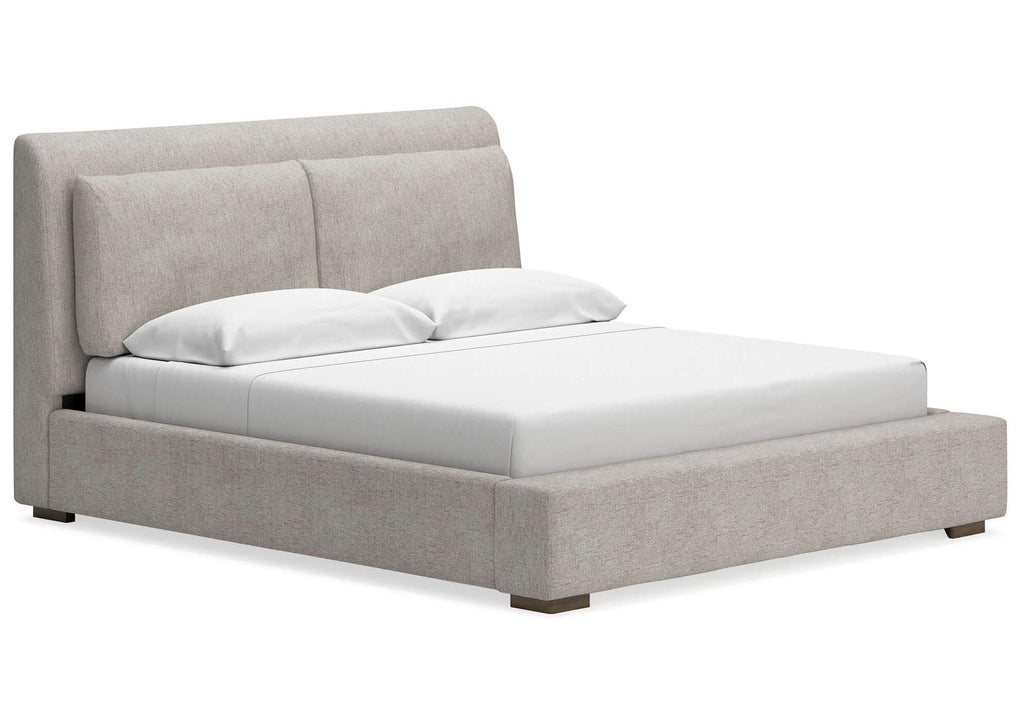 Cabalynn California King Upholstered Bed with Dresser and Nightstand angled view