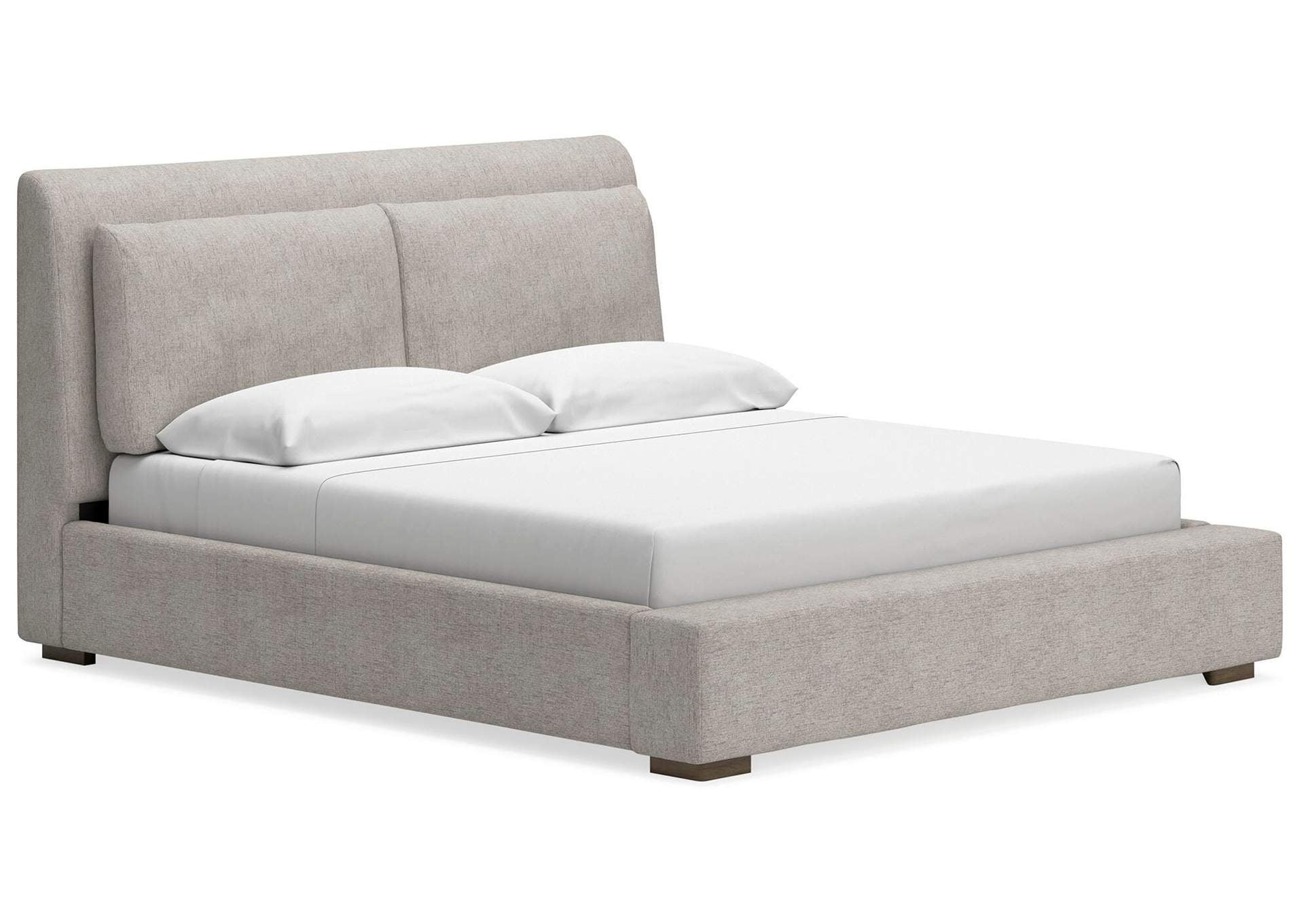 Cabalynn California King Upholstered Bed, Dresser, Mirror and 2 Nightstands angled view