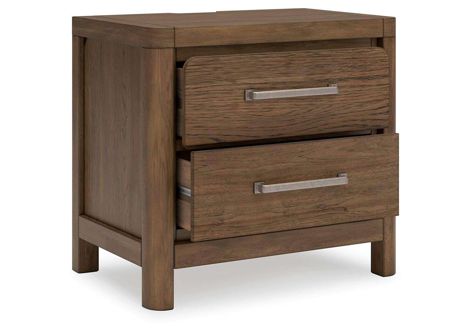 Cabalynn California King Upholstered Bed with Mirrored Dresser and Nightstand angled view