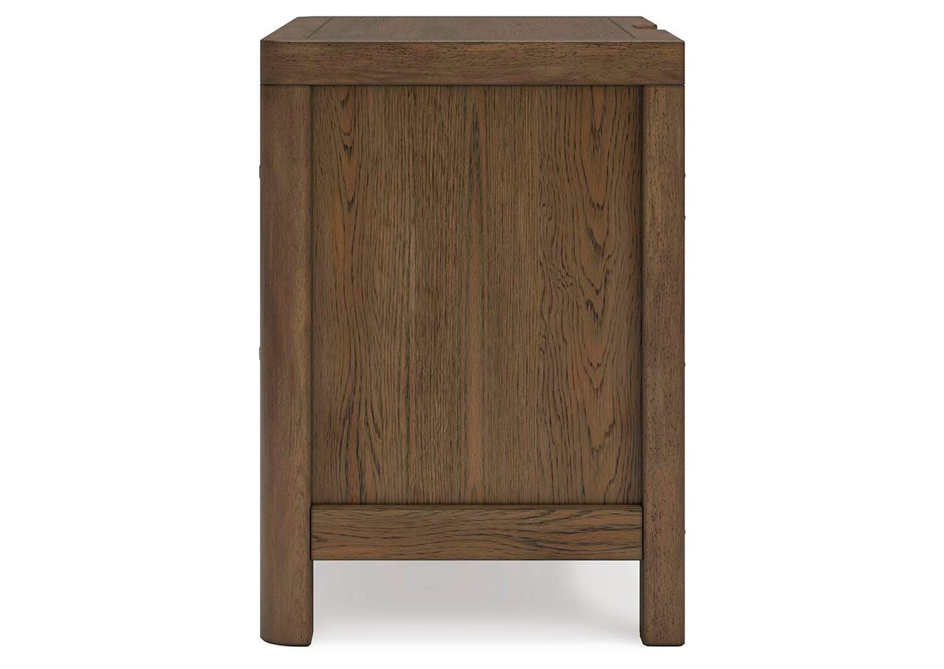 Cabalynn King Upholstered Bed with Chest and Nightstand side view