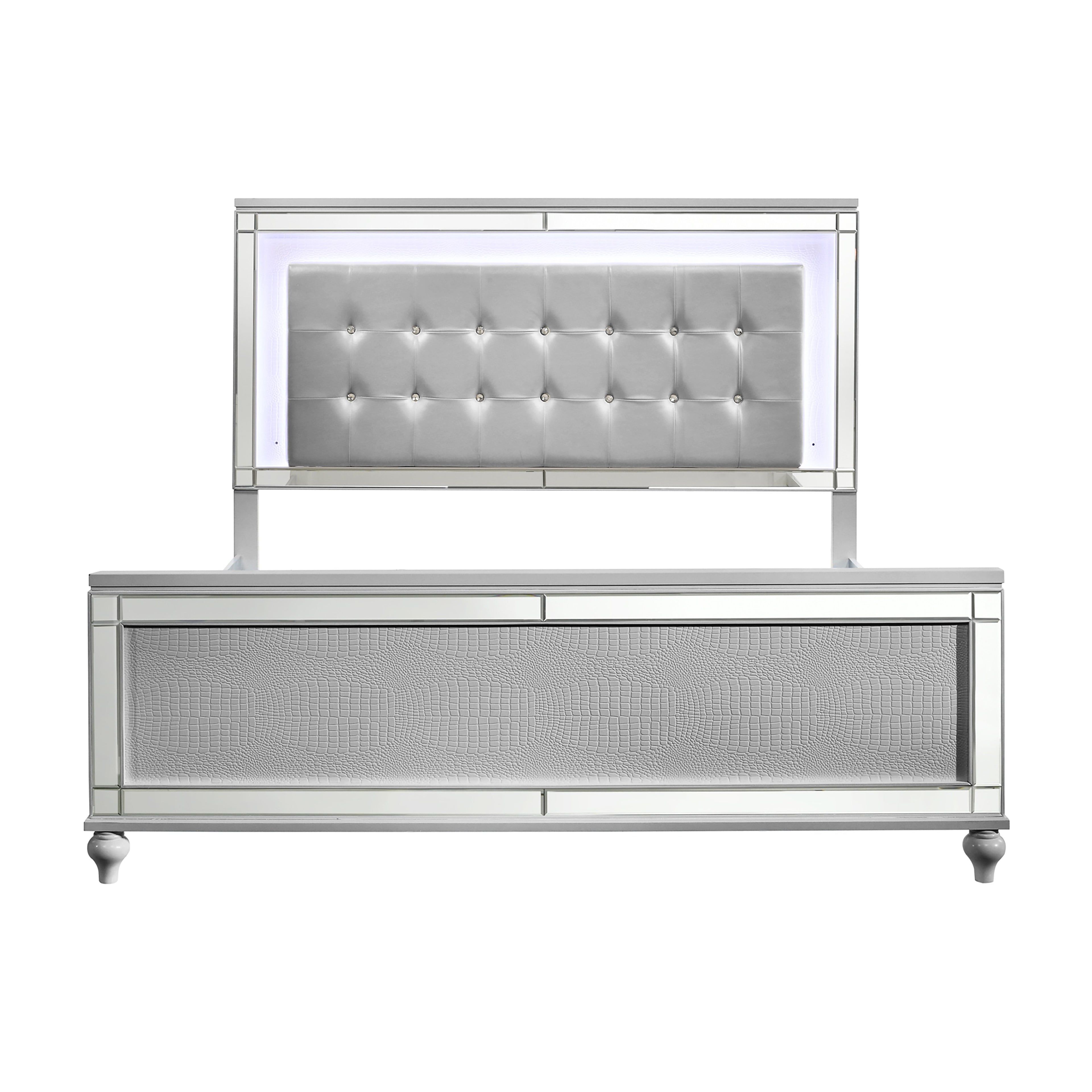 Valentino K Lighted King Bed - Silver