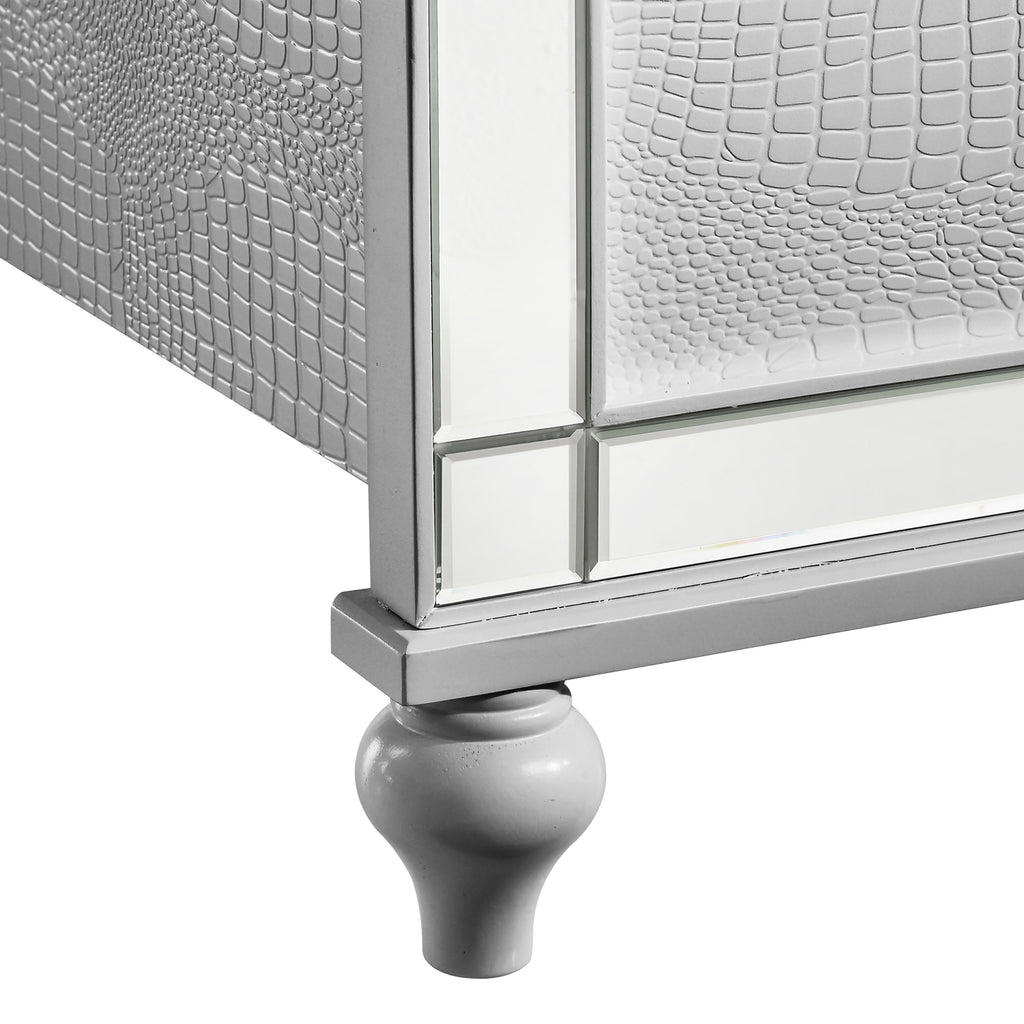 Valentino Lighted Queen Bed - Silver