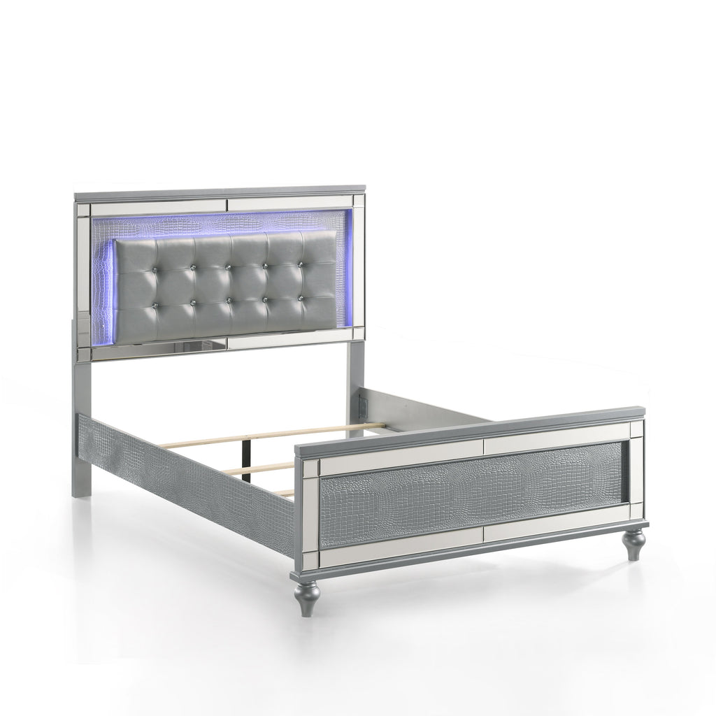 Valentino Full Bed - Silver