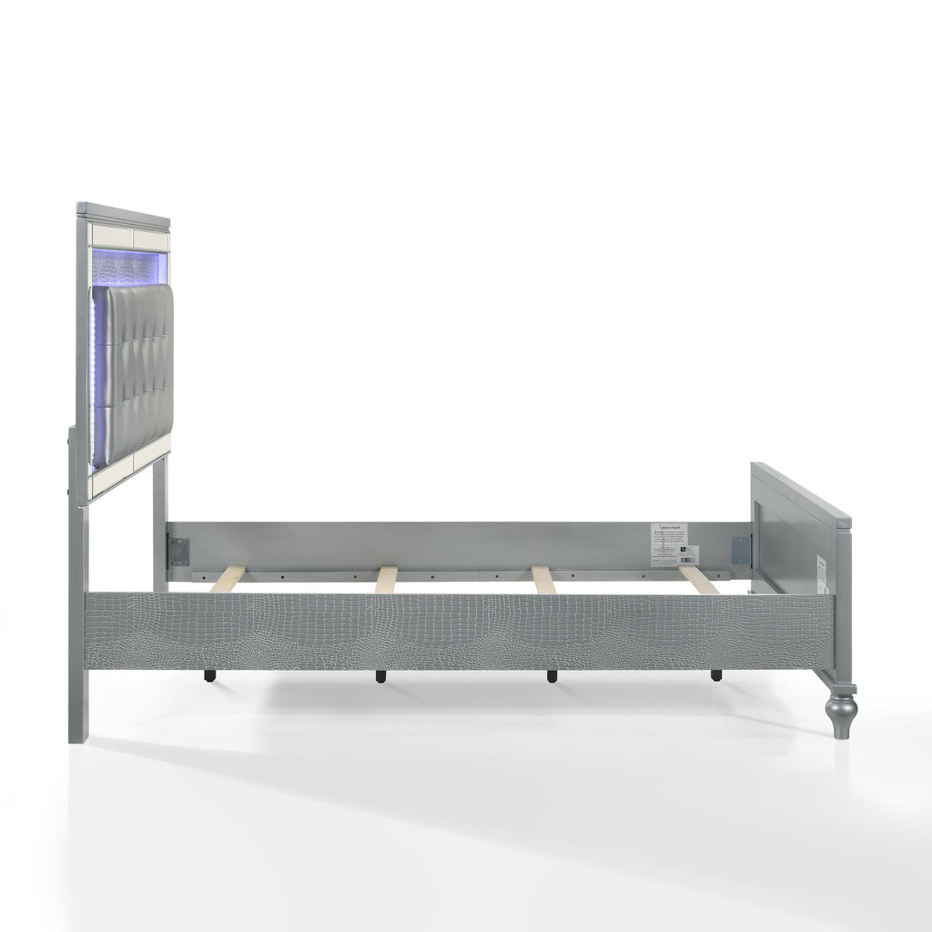 Valentino Full Bed - Silver