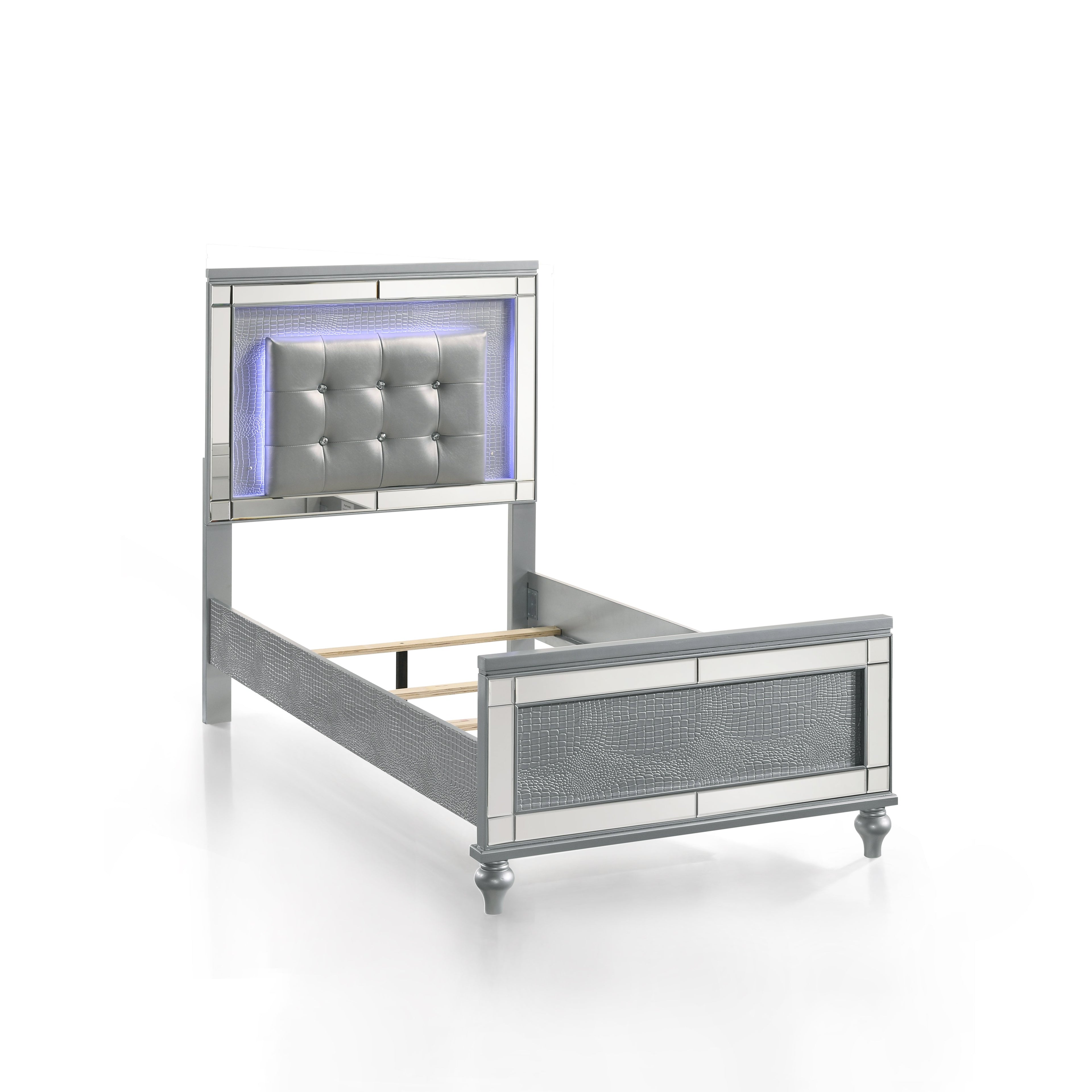 Valentino Twin Bed - Silver
