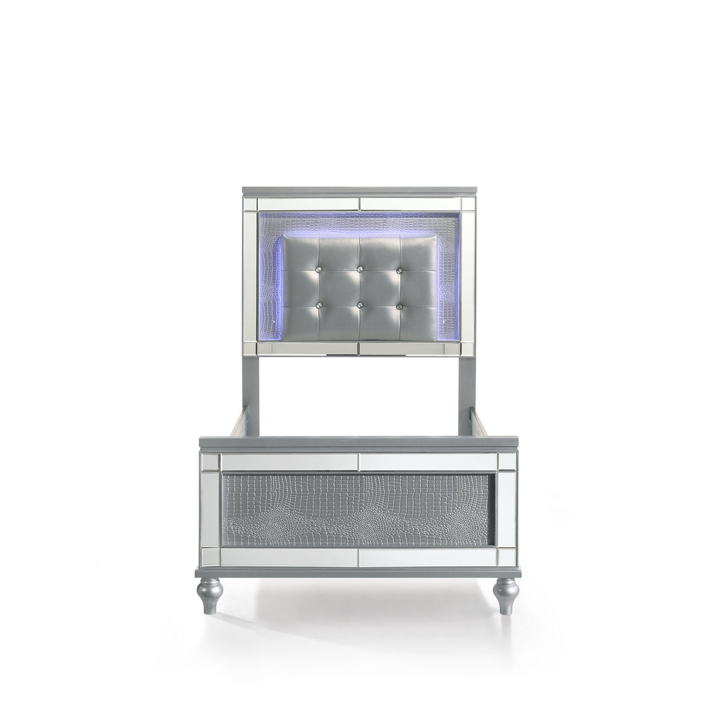 Valentino Full Bed - Silver
