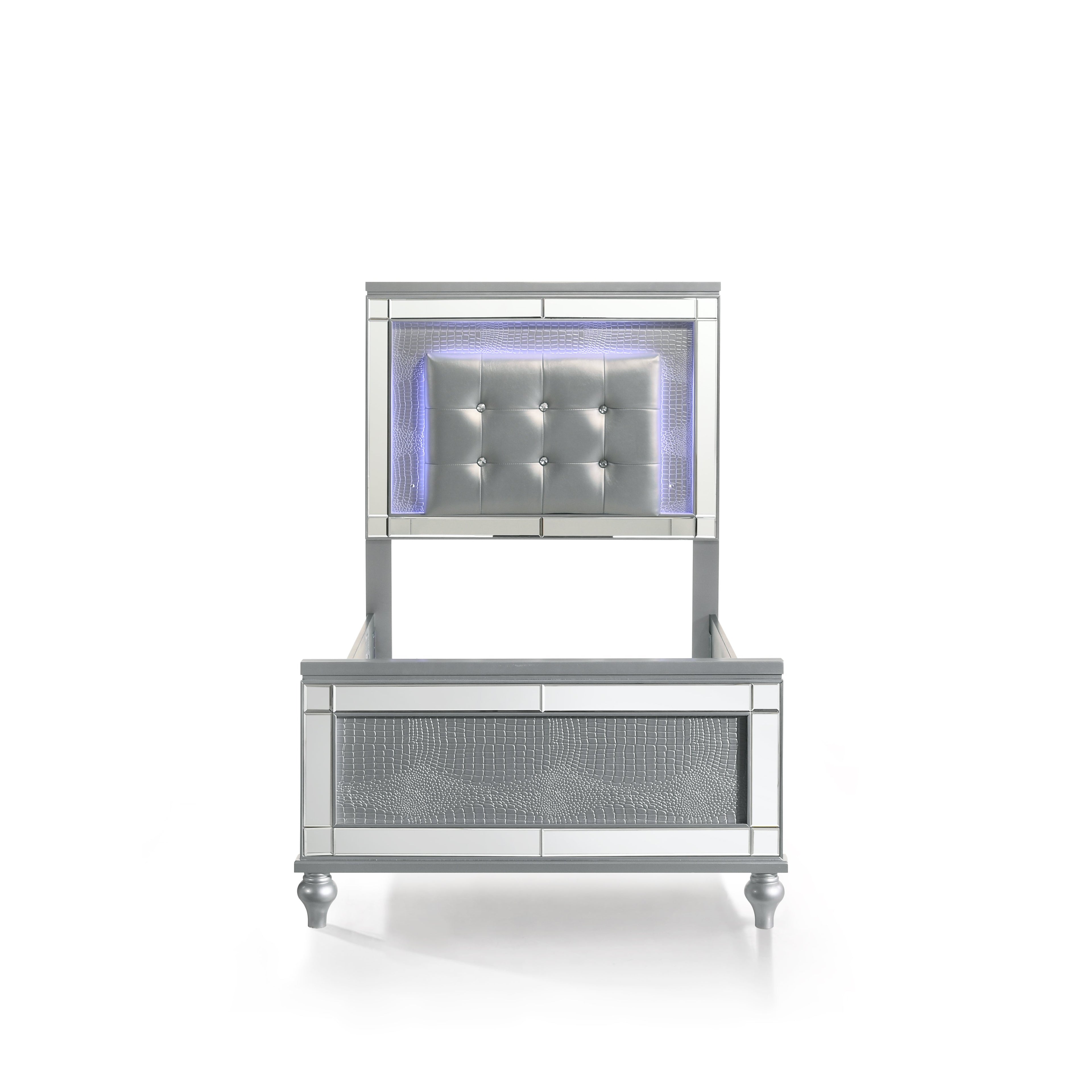 Valentino Full Bed - Silver
