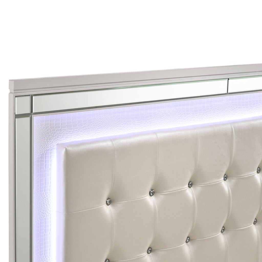 Valentino K Lighted King Bed - White