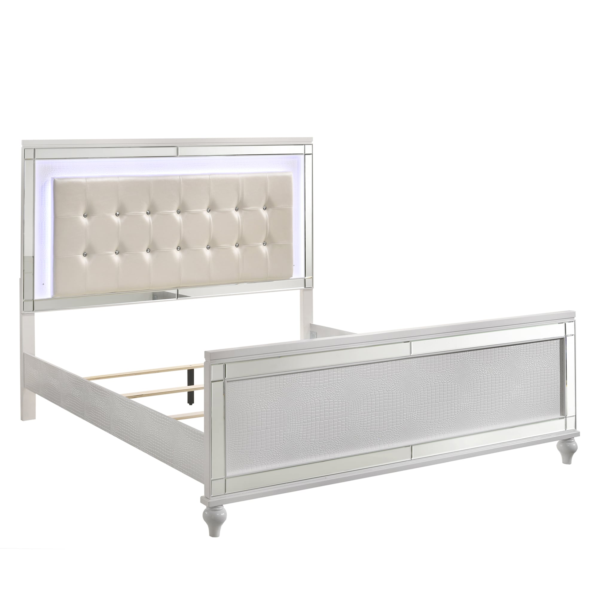 Valentino Lighted Queen Bed - White
