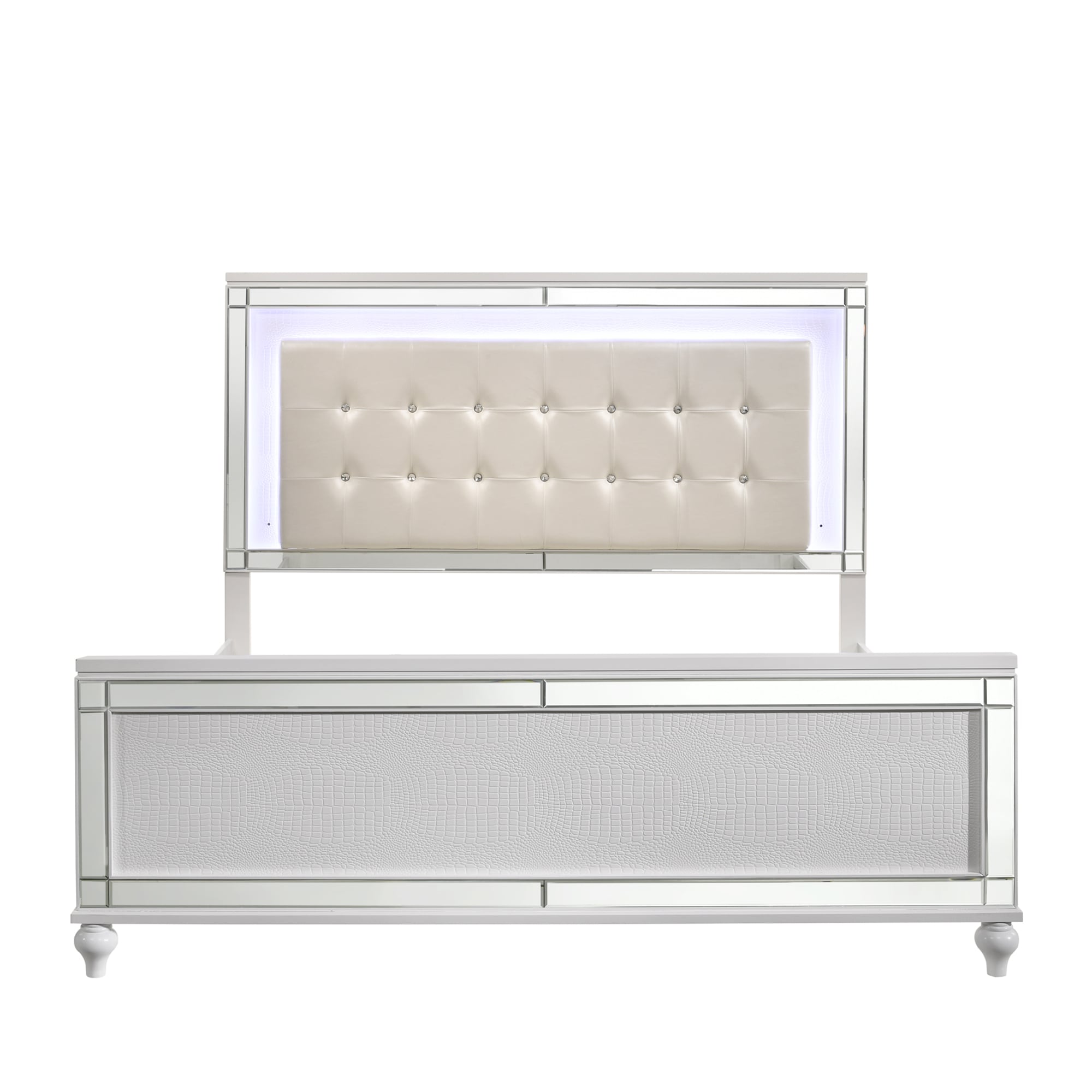Valentino Lighted Queen Bed - White