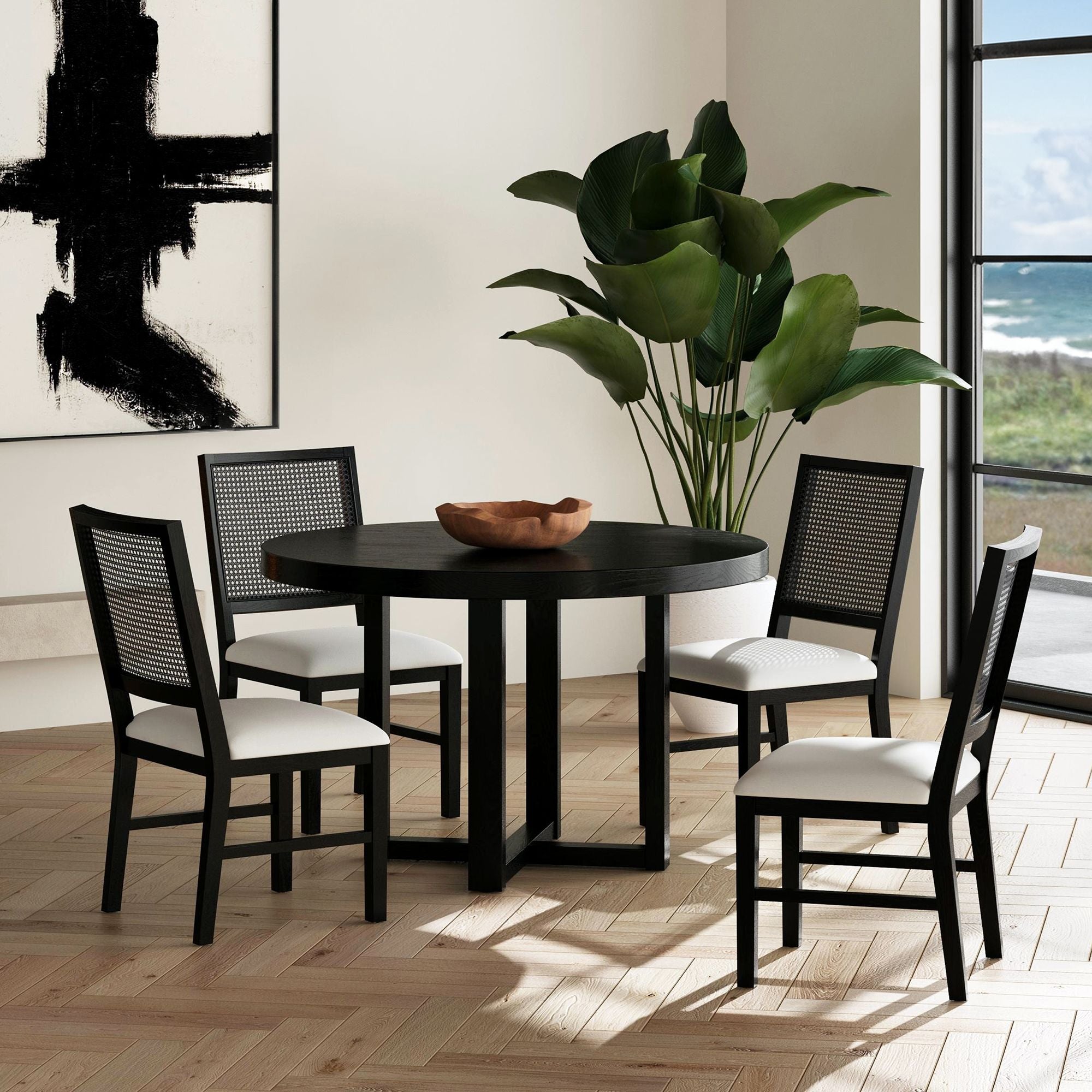 Bahama Breeze 47.5" Round Dining Table In Black