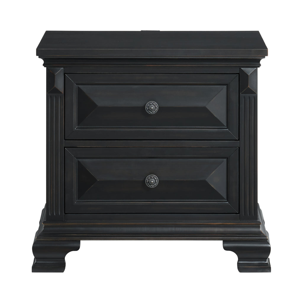 Bridgestone 2-Drawer Nightstand With Usb In Black