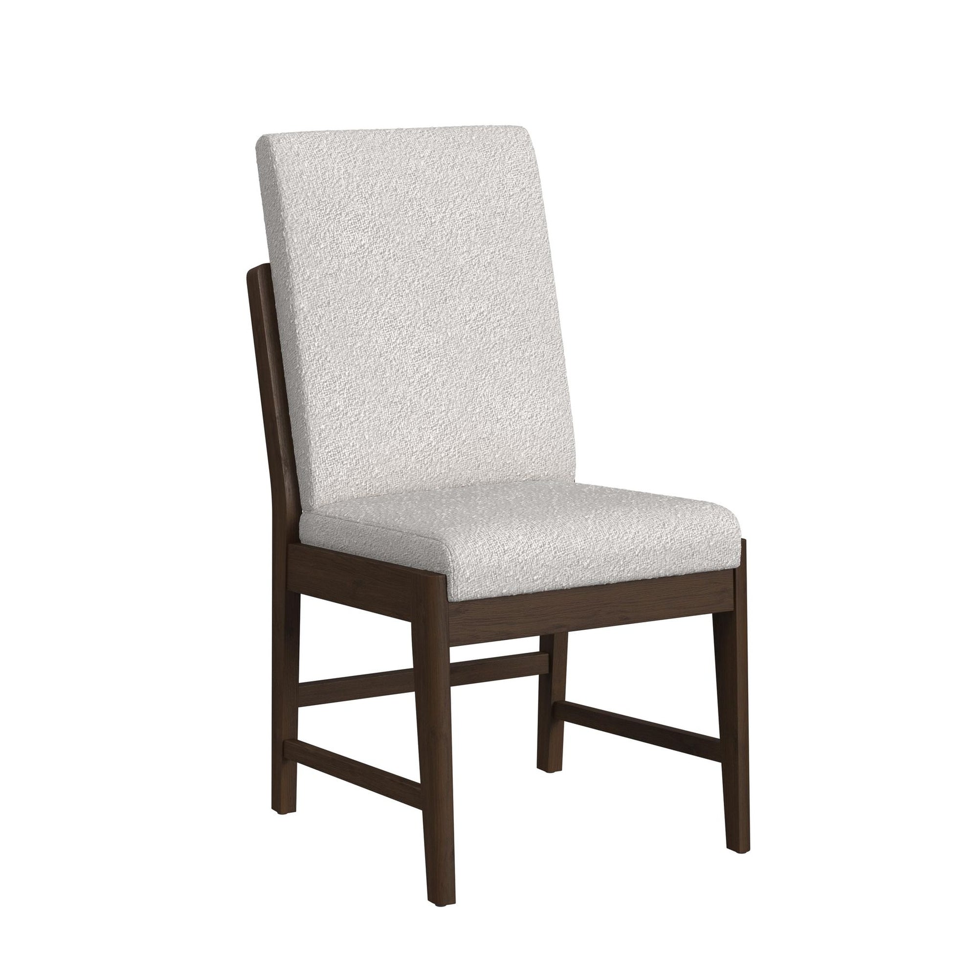 Brisbane Dining Side Chair With Boucle Beige Fabric In Brown (2 Per Carton)