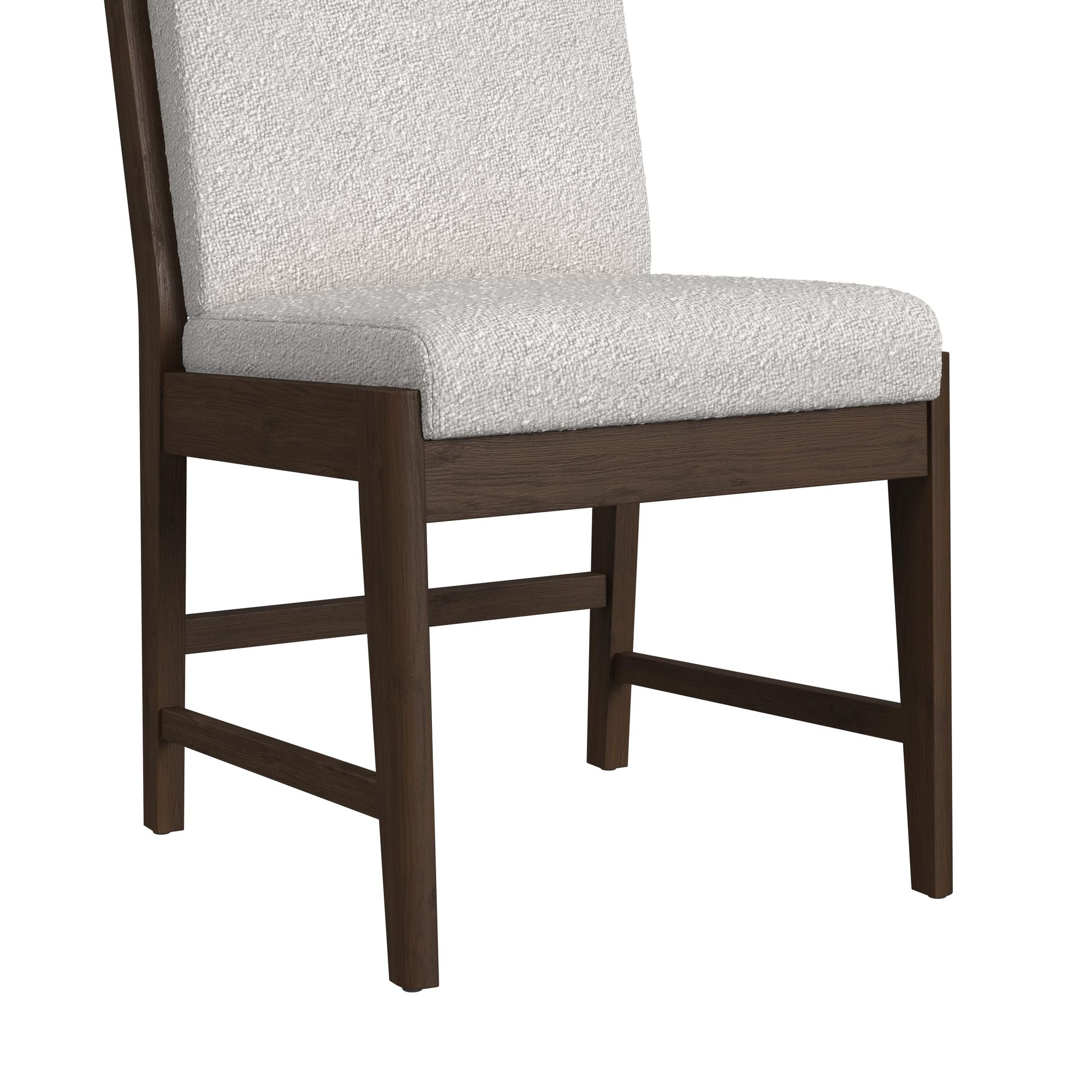 Brisbane Dining Side Chair With Boucle Beige Fabric In Brown (2 Per Carton)