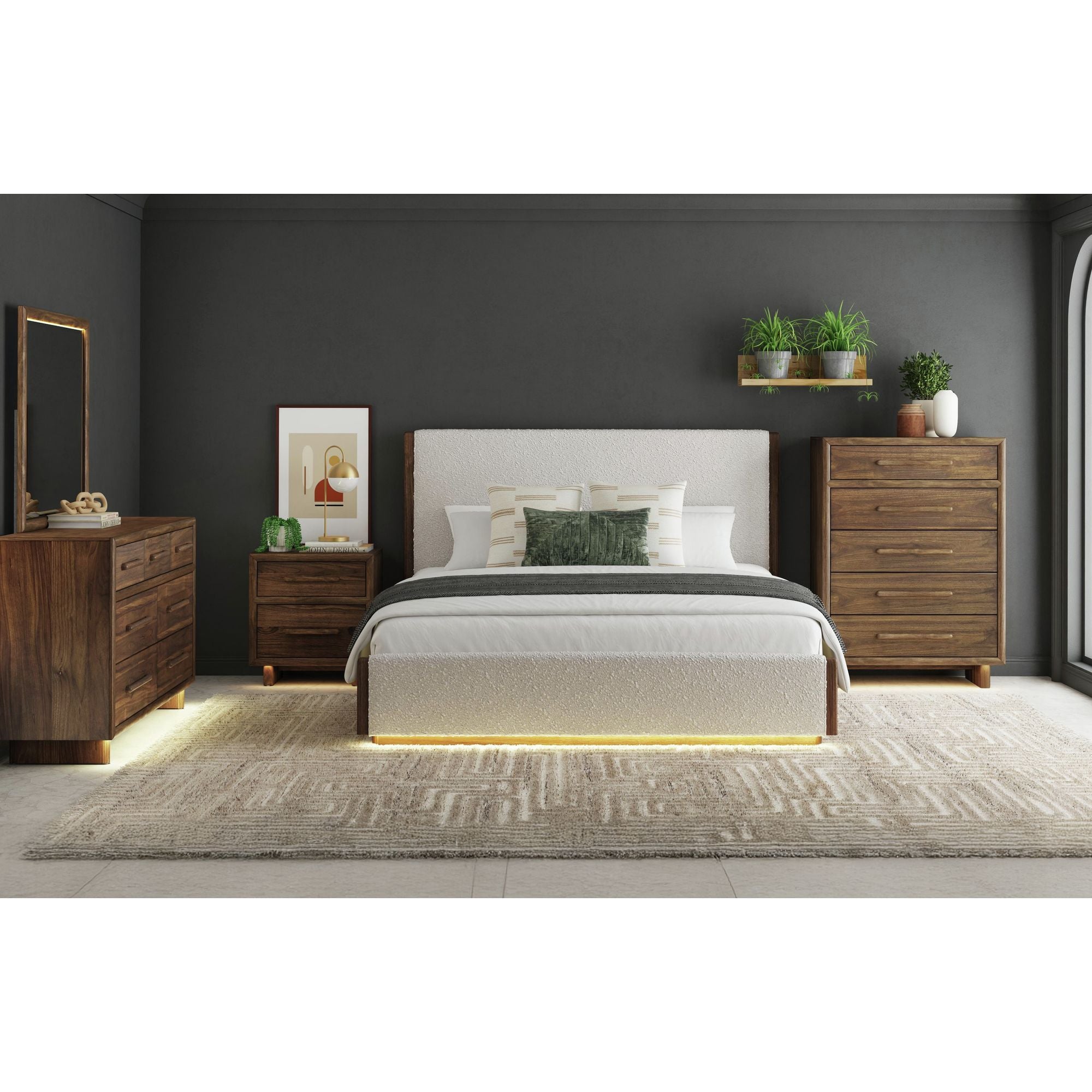 Brisbane Nightstand With Usbc And Led In Brown